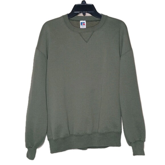 Vintage 90s BLANK RUSSELL ATHLETIC Crewneck Sweatshirt X-Large Green Made In Usa - Picture 1 of 16
